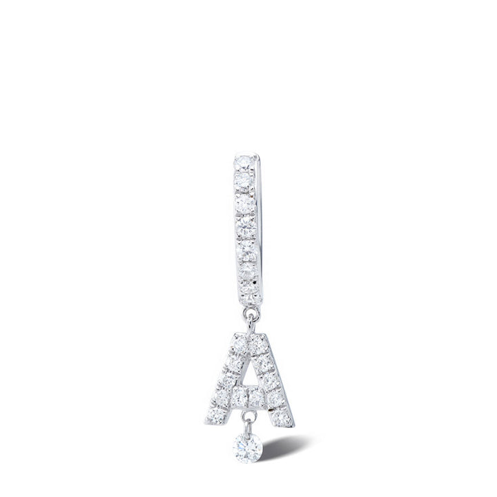 Pavé Alfabet Piercing 18K Hvidguld Hoop m. Diamanter