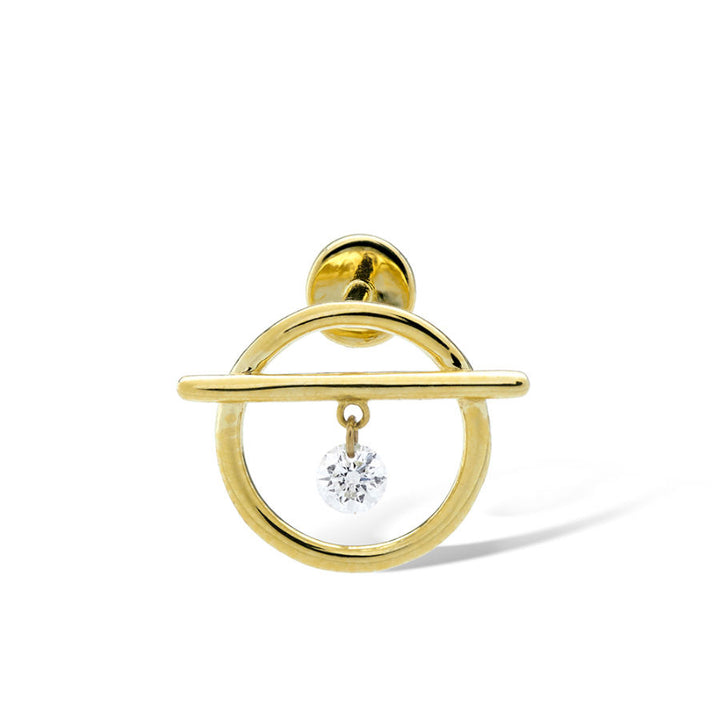 Fibule Piercing 18K Gold Earring w. Diamond