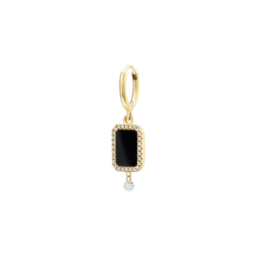 Piercing Semi Precious 18K Gold Earring w. Agate & Diamonds