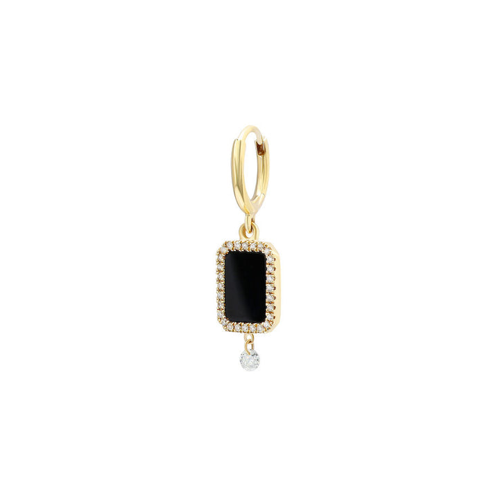 Piercing Semi Precious 18K Gold Earring w. Agate & Diamonds