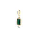 Piercing Semi Precious 18K Gold Earring w. Malachite & Diamonds