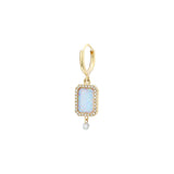 Piercing Semi Precious 18K Gold Earring w. Opal & Diamonds