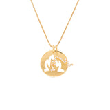 Double Charm Fire 18K Gold Plated Necklace w. Zirconia