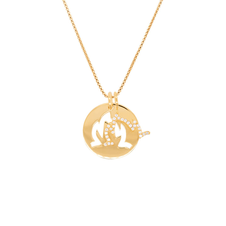 Double Charm Fire 18K Gold Plated Necklace w. Zirconia