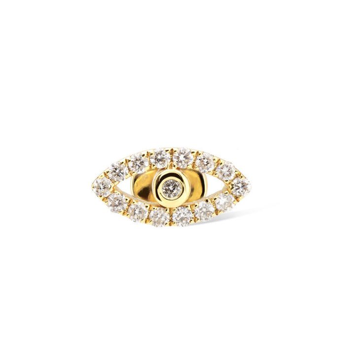 Pavé Eye Piercing 18K Gold Stud w. Diamonds