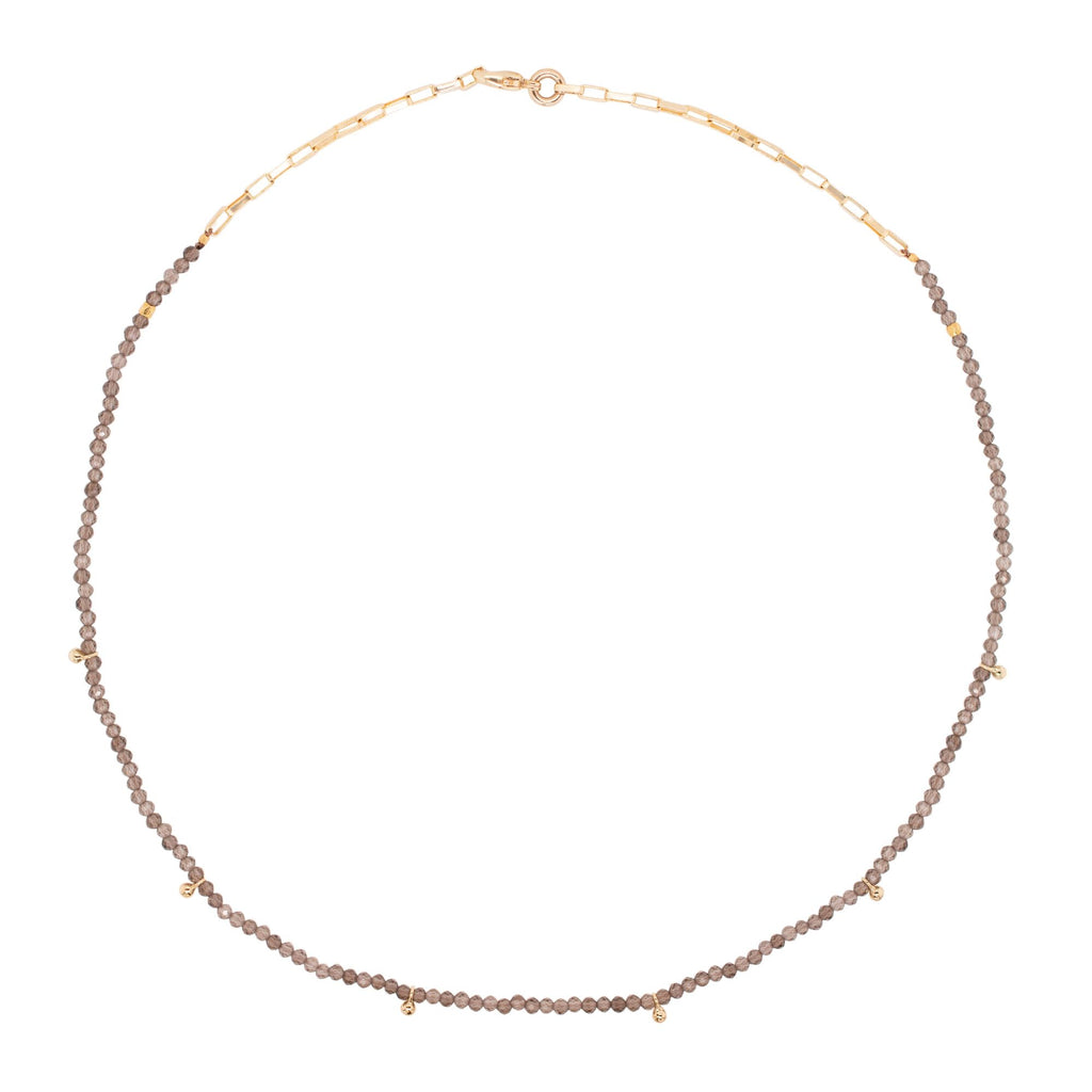 Smoky Gold Plated Necklace w. Quartz