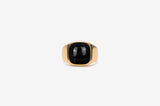 IX Cushion Signet 22K Gold Plated Ring w. Hawks Eye Ring