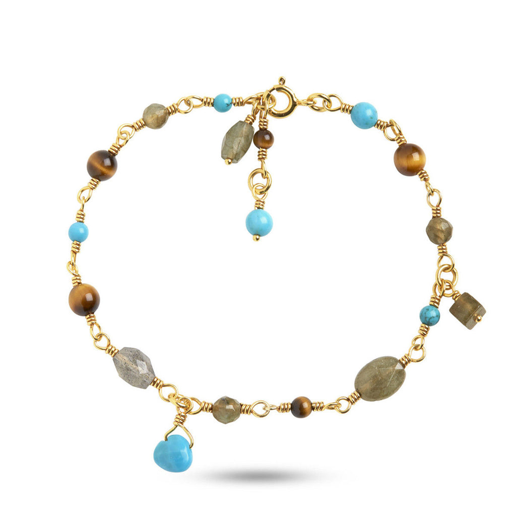 Limited Edition Armband 18K vergoldet I Braun, Grau & Blau