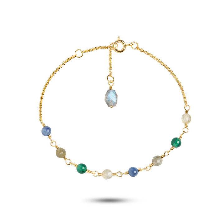 Gem Candy Confidence 18K Forgyldt Armbånd m. Kyanit, Laboradorit, Agat & Citrin