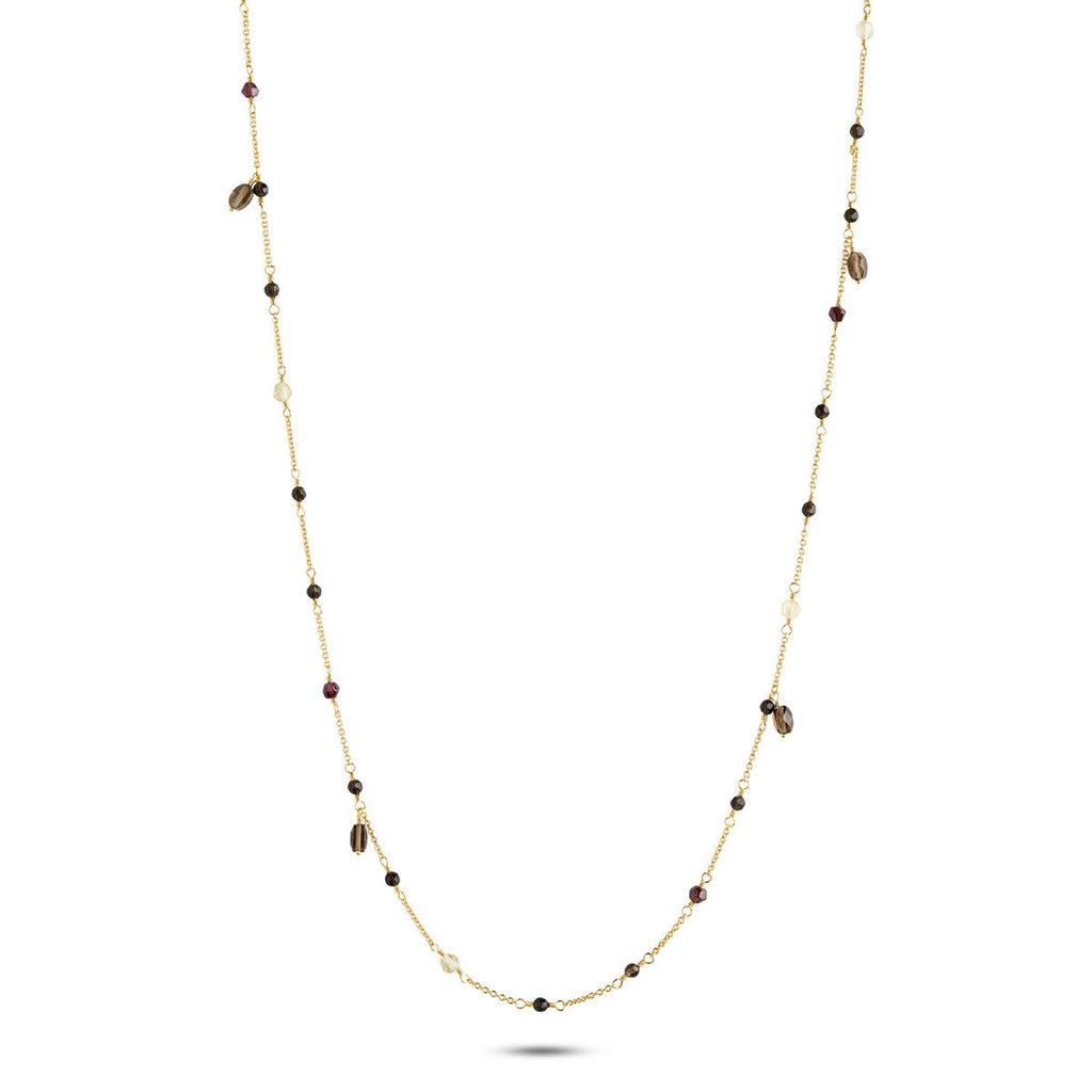 Gem Candy Happiness 18K Gold Plated Necklace w. Garnet, Quartz & Citrin
