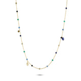 Gem Candy Confidence Petit 18K Gold Plated Necklace w. Laboradorite, Agate, Citrin, Kyanite & Lapis