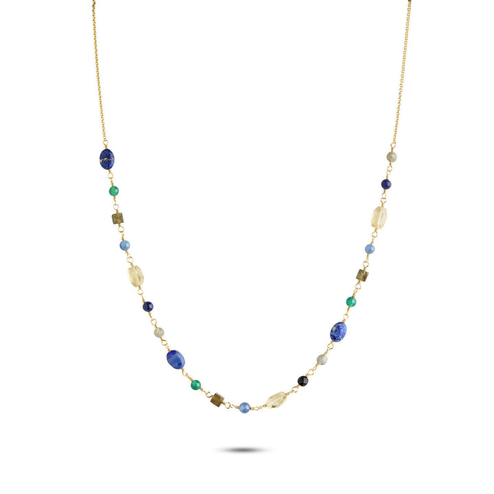 Gem Candy Confidence 18K Forgyldt Halskæde m. Laboradorit, Agat, Citrin, Kyanit & Lapis