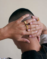 IX Mini gebürstet Sechseckgold plattiert Ring