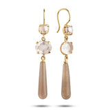 Limited Edition 18K Gold Plated Earrings w. Moonstone & Quartz