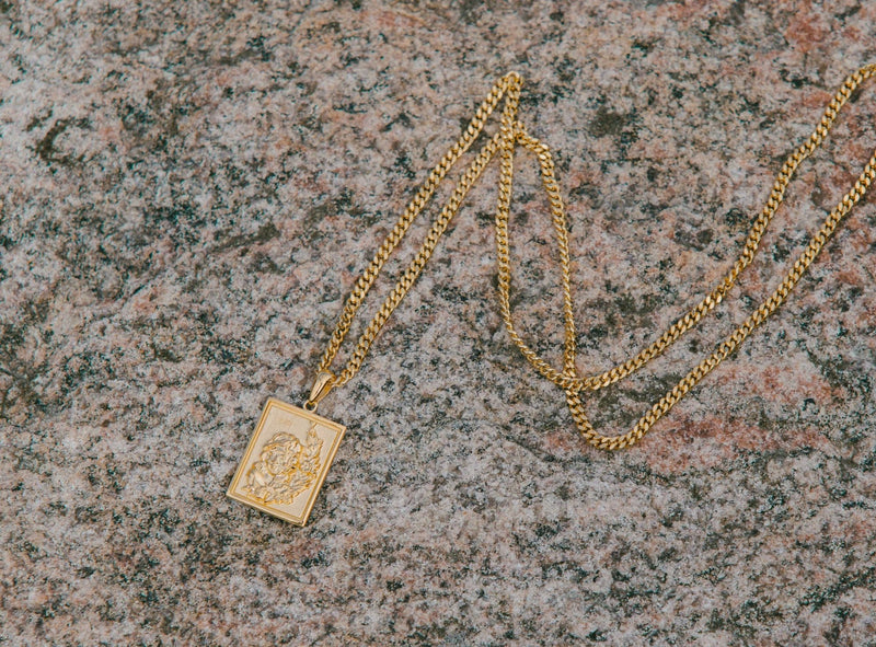 IX Curb Medi Gold Plated  Necklace