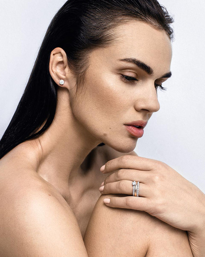 Luxury Tiny Clash 18K Whitegold Studs w. Lab-Grown Diamonds