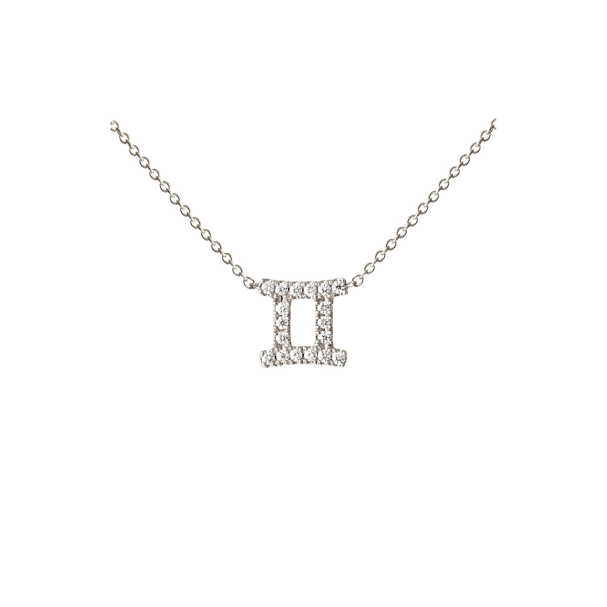 Petit Sign Gemini 18K Whitegold Necklace w. Diamonds