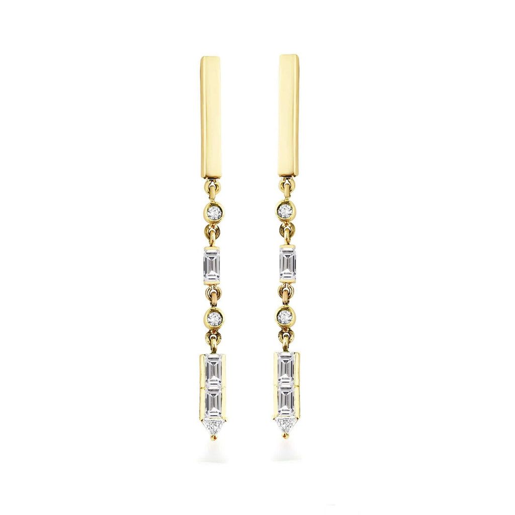 Artisia Bar 18K Gold Earrings w. Diamonds