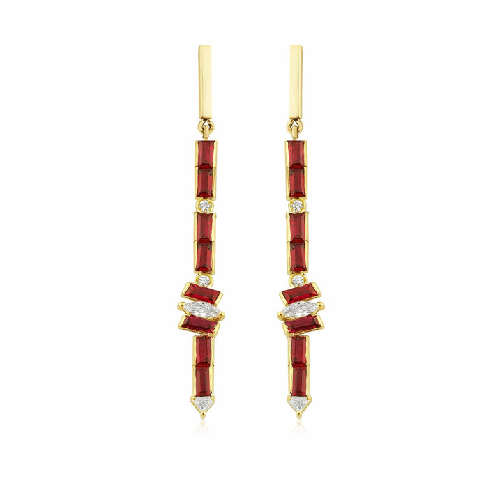 Artisia 18K Gold Earrings w. Diamonds & Rubies
