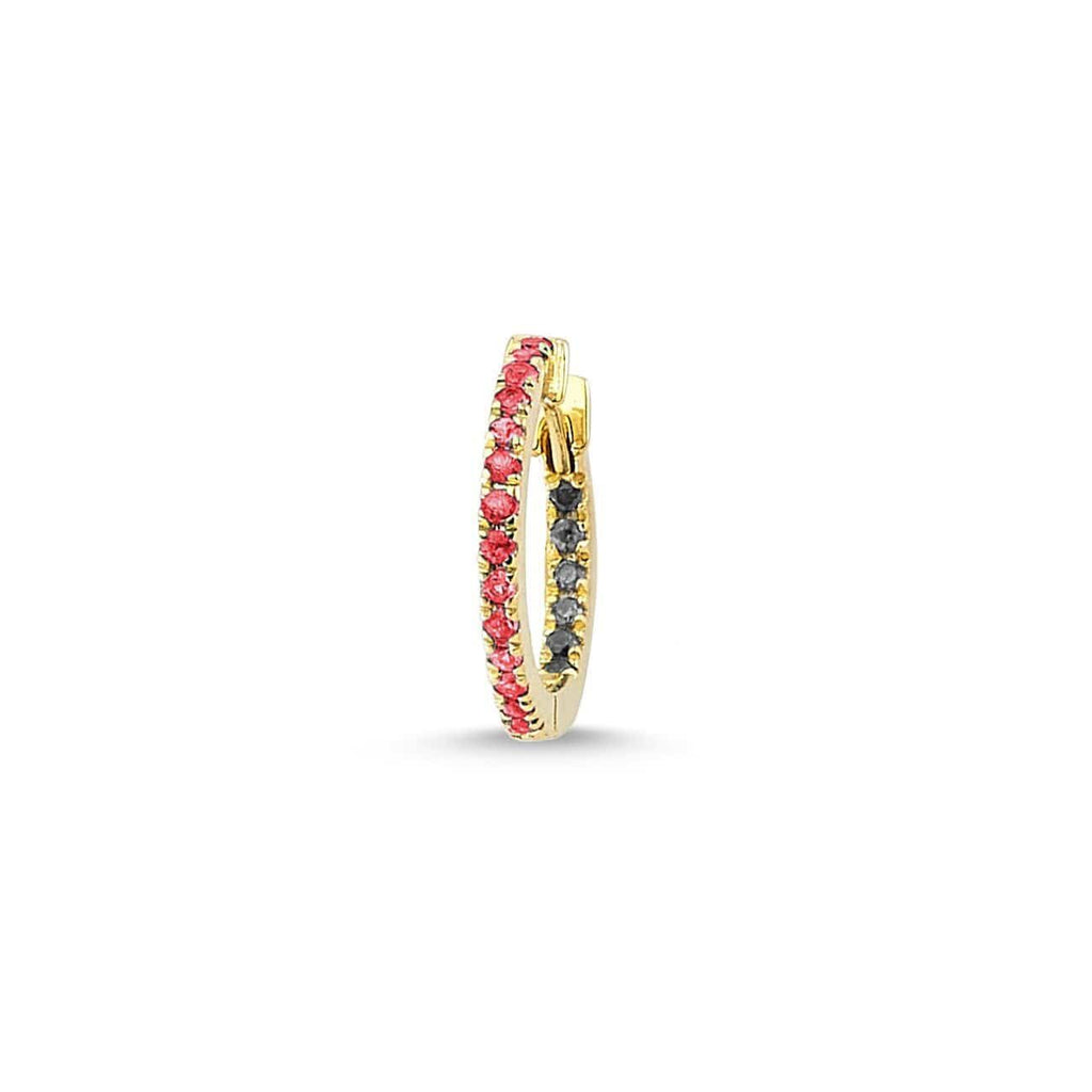 Claire Huggie - Single 18k Gold Hoop W. Diamanten & Rubine