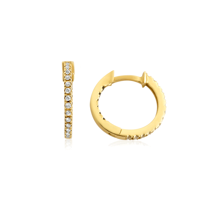 Claire Huggies 18K Gold Hoops w. Schwarz -Weiß -Diamanten