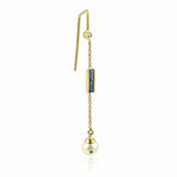Eline 18K Gold Single Earring w. blue & White Sapphires & Pearl