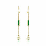 Eline 18K Gold Earrings w. Diamonds, Emeralds & Pearls