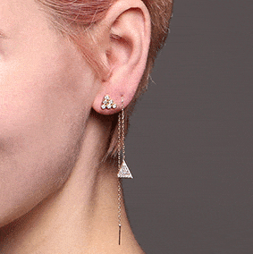 Mara Thread 18K Gold Earring w. Diamonds