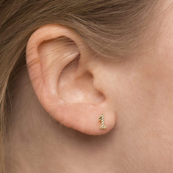Numerology 1 - Single 18K Gold Earring w. Sapphires