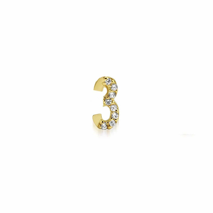 Numerology 3 - Single 18K Gold Earring w. Sapphires