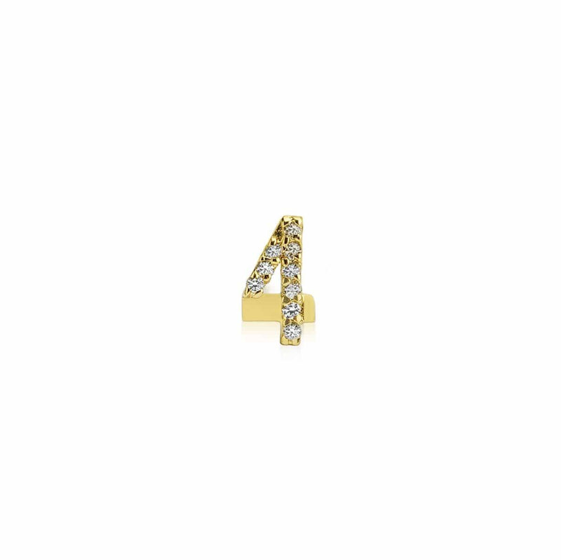 Numerology 4 - Single 18K Gold Earring w. Sapphires