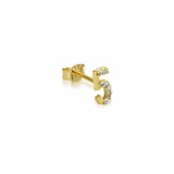 Numerology 5 - Single 18K Gold Earring w. Sapphires