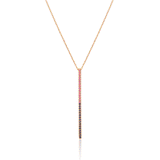 Claire Bar 18K Gold Necklace w. Pink & Blue Sapphires