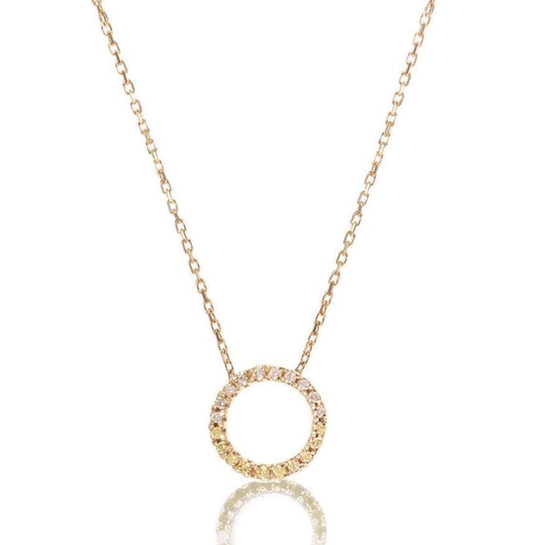 Claire 18K Gold Necklace w. White & Champagne Diamonds