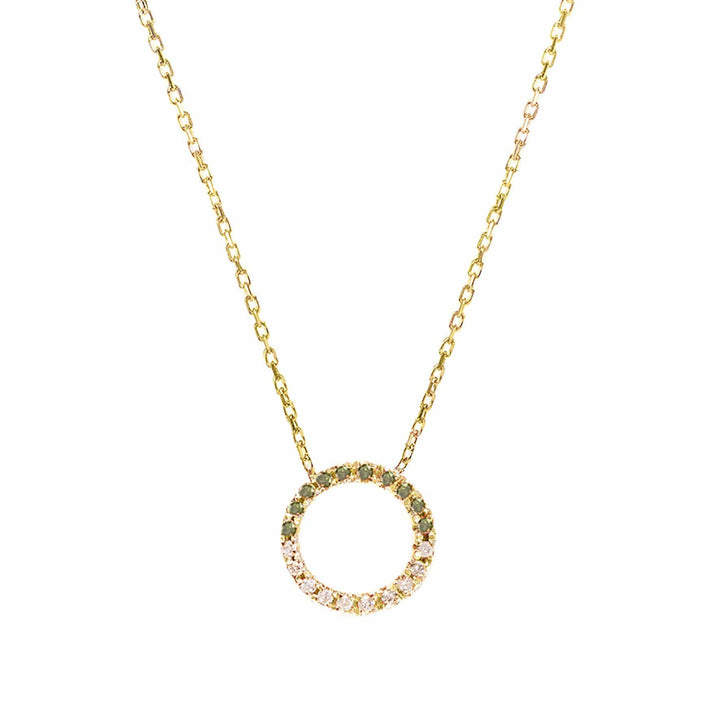 Claire 18K Gold Necklace w. Green & White Diamonds