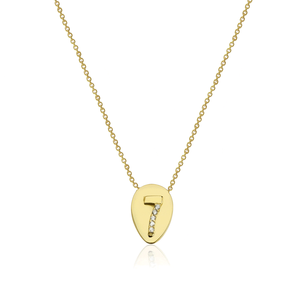 Numerology 7 18K Gold Necklace w. Sapphires