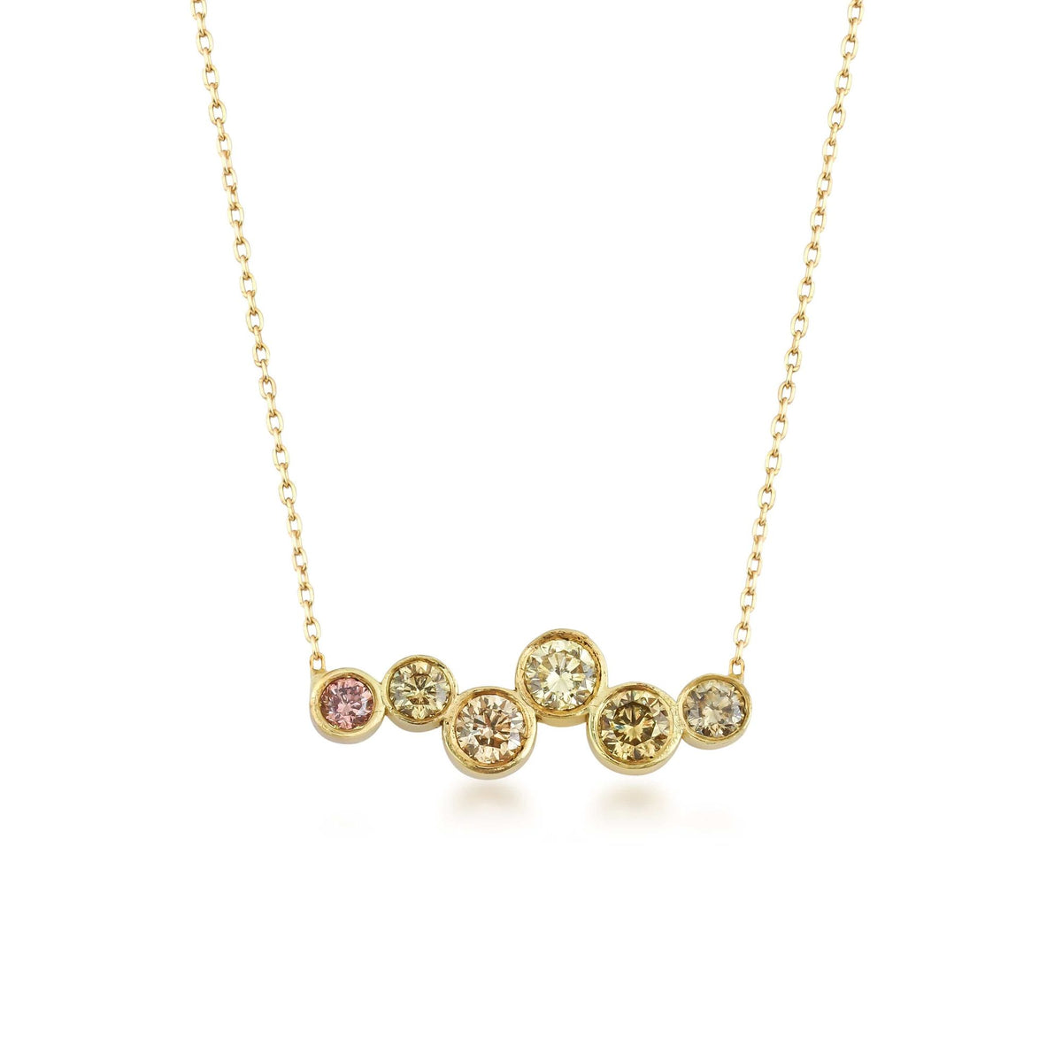 Sonia Wave 18K Gold Necklace w. Fancy color Diamonds