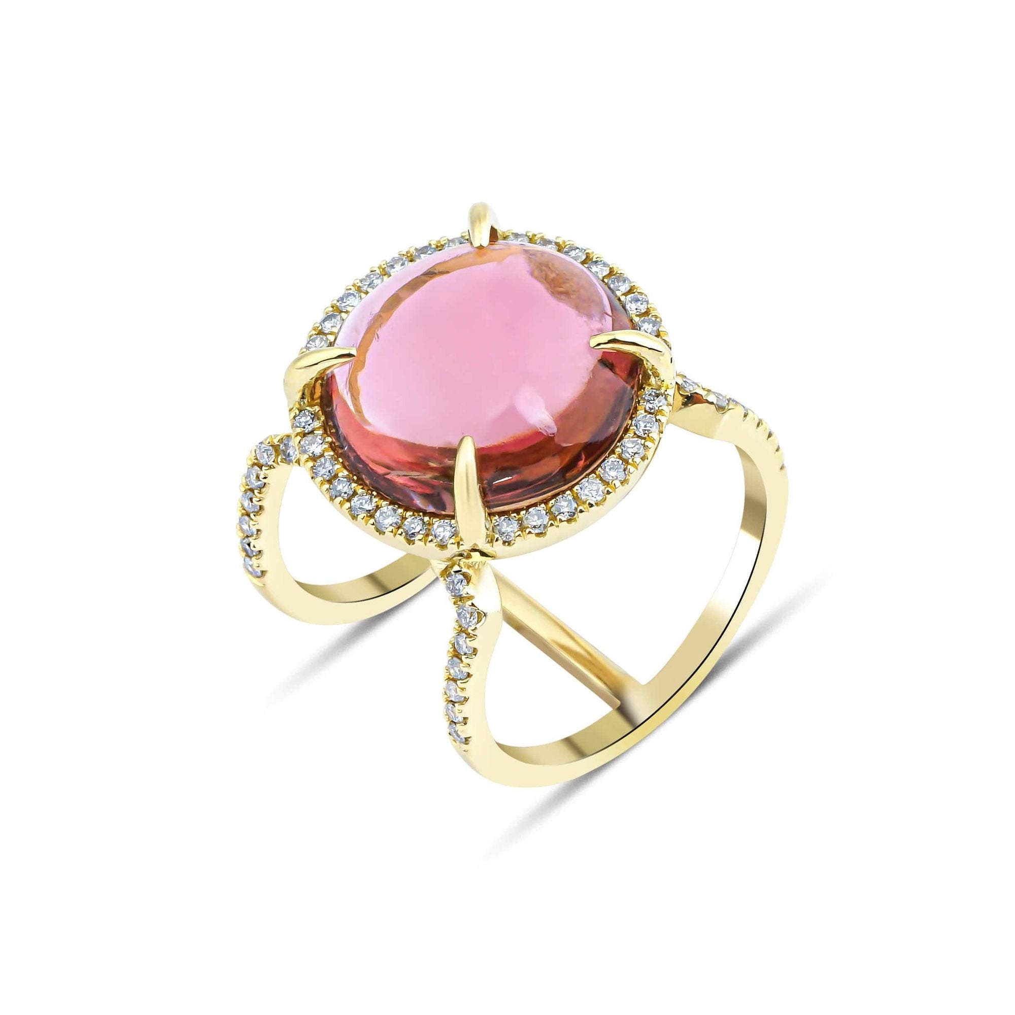 Artisia Rose Cocktail 18K Gold Ring w. Diamonds & Tourmaline
