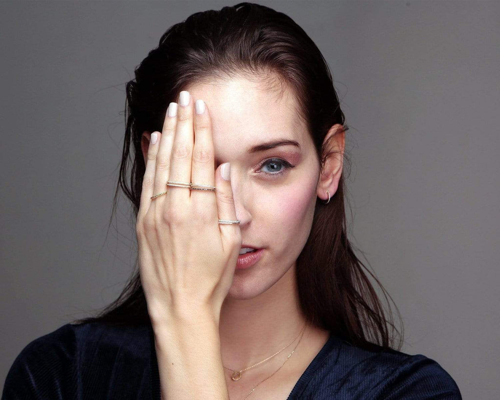 Claire Eternity 18K Gold Ring w. Champagne & White Diamonds