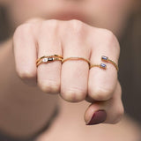 Eline - 18K Gold Ring w. Black Diamond & White Sapphire