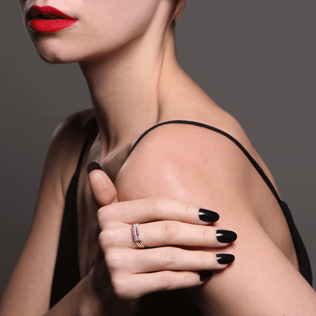 Lara Bar 18K Guld Ring m. Diamanter & Rubiner