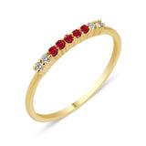 Lara Bar 18K Guld Ring m. Diamanter & Rubiner