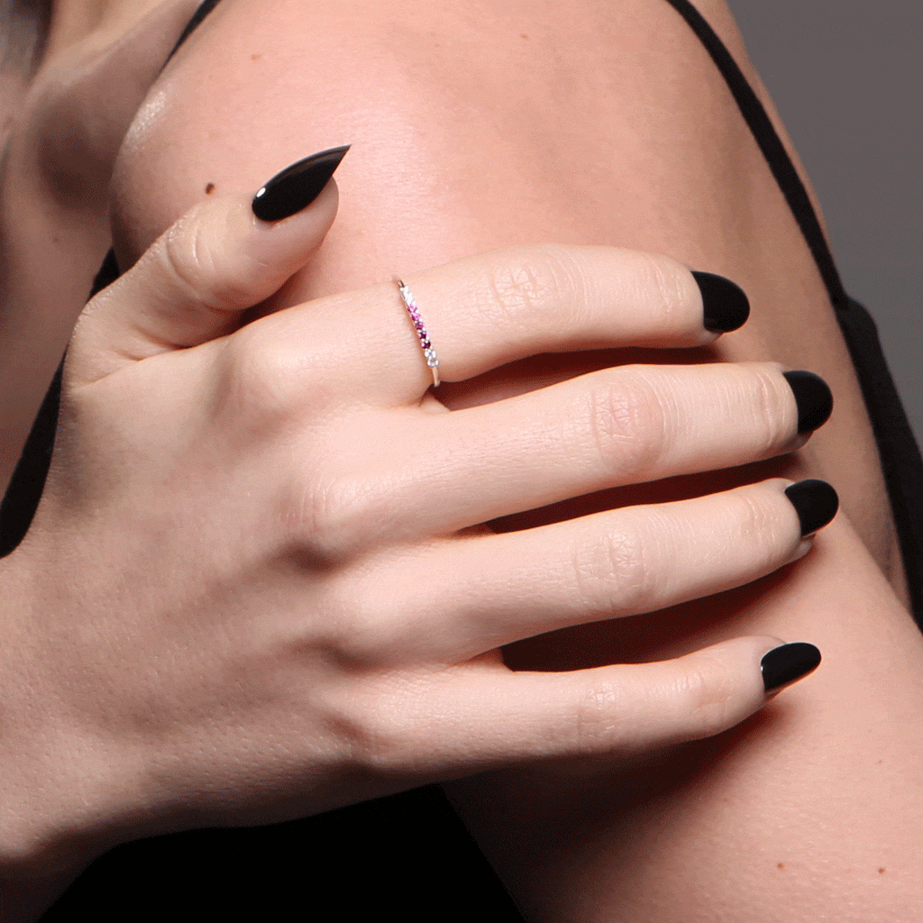 Lara Bar 18K Guld Ring m. Diamanter & Rubiner