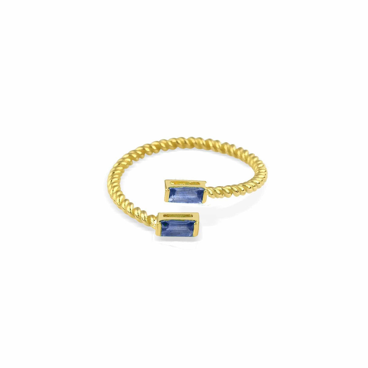 Lara Double Twist 18K Gold Ring w. Sapphires