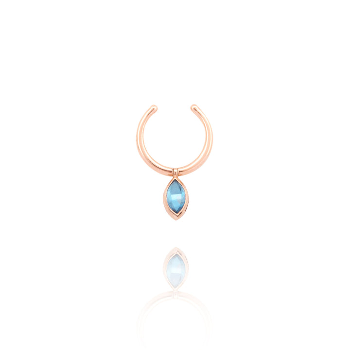 Grand Swinging 18K Rosegold Ear Cuff w. Topaz & Amethyst