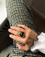 Snakes Petite 18K Gold Ring w. Diamonds & Tourmaline