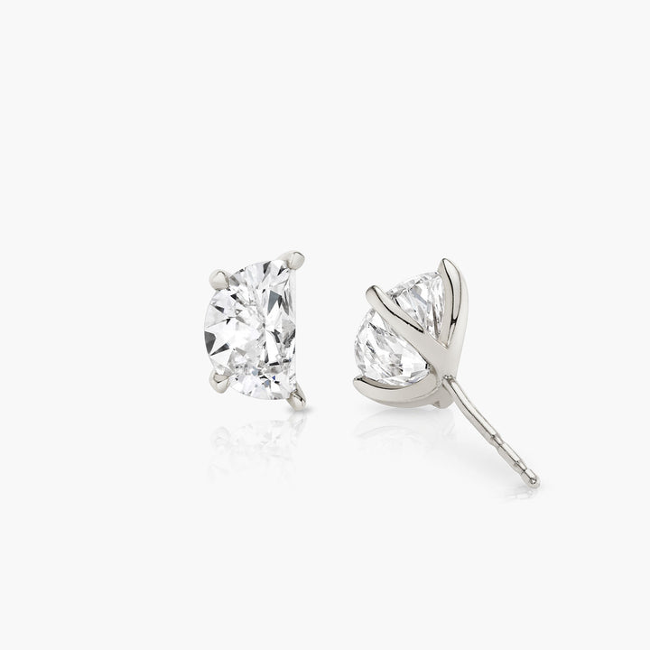 Iconic Half Moon 14K Whitegold Studs w. Lab-Grown Diamonds, 0.75 ct.