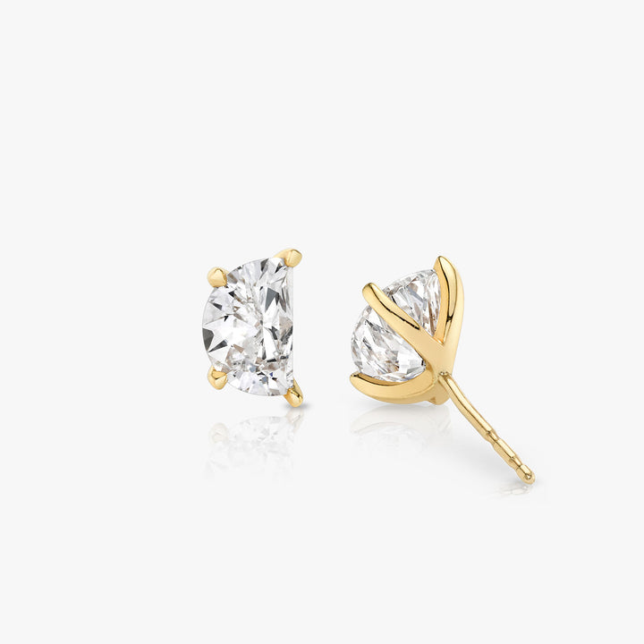 Iconic Half Moon 14K Gold Studs w. Lab-Grown Diamonds, 0.75 ct.