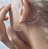 Halo 18K Gold Hoops w. Diamonds 1.22 ct