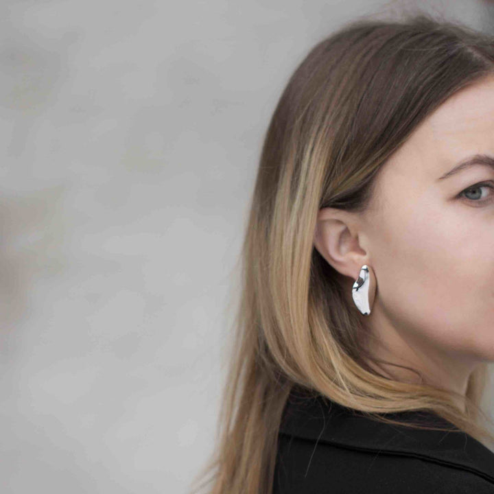 Rock Fragment Earrings Silver Silver Earrings